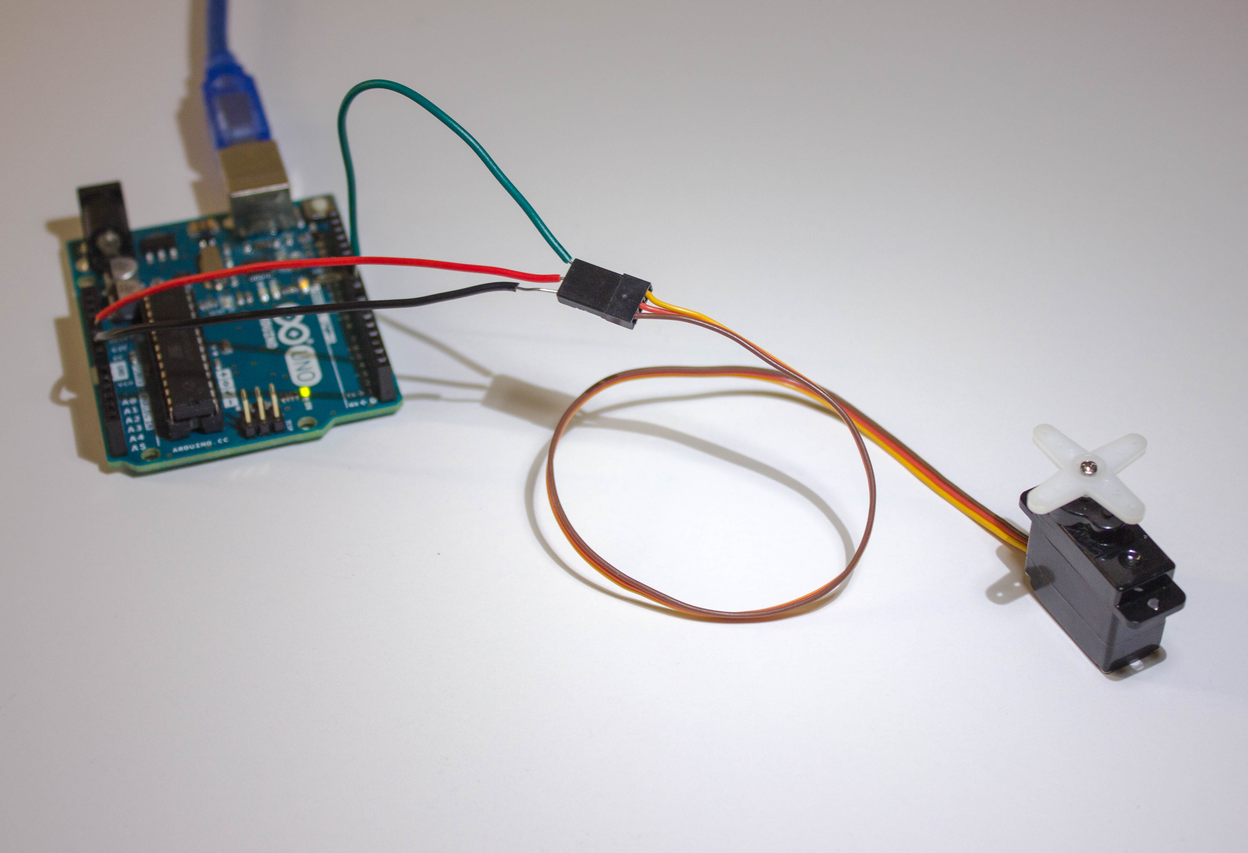 An Arduino hooked up to a servo
